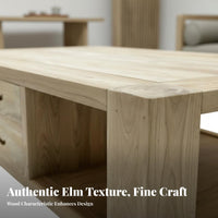 Solid-core Wood Block Table Minimalist Design Rectangular Coffee Table Rustic design Spacious Surface for Apartment Dwellers