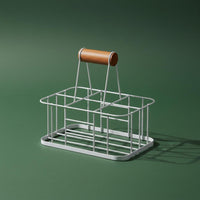 Metal Beverage Rack Basket Multi Use 6 Bottle Beverage Carrier Open Grid Construction 6 Bottle Rack for Dining Table
