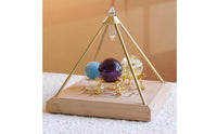 Crystal Display Gold-Tone Metal Pyramid Display