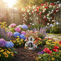 Solar Toadstool House Light Weatherproof Solar Powered Garden Gnome House