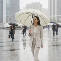 Promotional Umbrella with Curved Handle Customizable Long Shaft Umbrella Sturdy Windproof for Advertisers, Advertising Campaigns