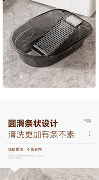 家用透明加厚加深大号洗衣盆学生宿舍一体塑料盆子带搓衣板洗衣桶