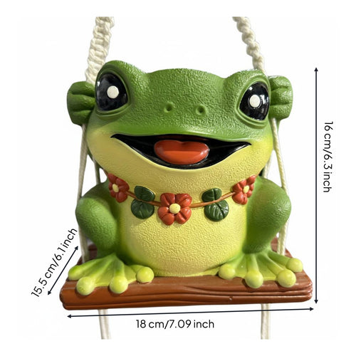 Frog Hanging Planter Hand-Painted Resin Frog Pot Handmade Feel for Patio