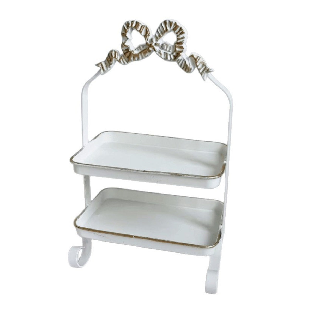 Two-Tier Tray Rack Iron Snack Rack Easy Access for Dessert Table, Entryway