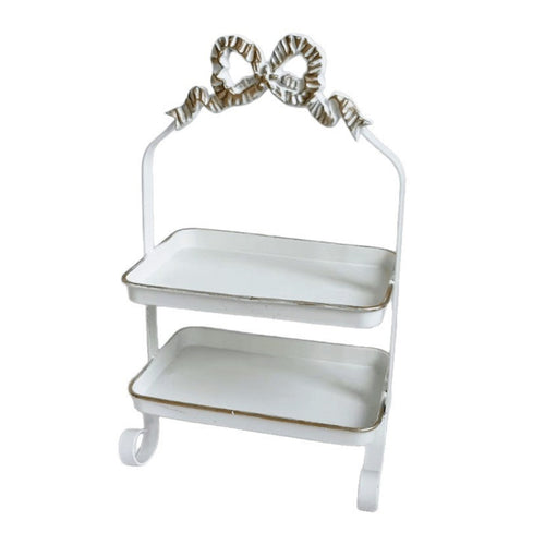 Two-Tier Tray Rack Iron Snack Rack Easy Access for Dessert Table, Entryway
