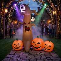 Lighted Inflatable Ghost Tree with Pumpkins Spooky Inflatable Dead Tree with Pumpkins Outdoor Lawn Decoration Illuminated for Yard, Garden