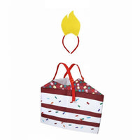 Fun Food Design Cake Costume with Candle Headband 3D Shape Cake Slice Costume Easy to Wear Kids' Apparel Adjustable Straps for Halloween
