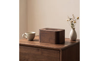 Walnut Tissue Box Solid Wood Tissue Box Holder Low-Profile for Office