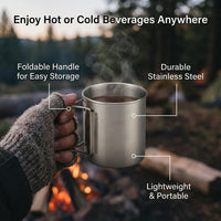 Foldable Coffee Cup Stainless Steel Travel Mug, Outdoor Camping Mug for Hot Drinks, Portable Folding - Image 3