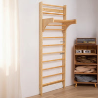 Wooden Nordic Ladder Space-Saving Wall Ladder with Pull-up Bar Multifunctional Stall Rungs Heavy-Duty for Adults, Athletes, Physical Rehabilitation, Fitness Studio