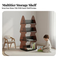 Space Saving Multi-Tier Shelving Single Unit Multifunctional Evergreen Tree Shaped Book Stand Large Capacity Bookshelf Accessible Design for Children, Homeowners, Playroom, Bedroom, Home Office, Small Areas