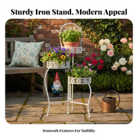3-Tier Plant Stand Decorative Scrollwork 3-Tier helical Rack sturdyDuty for Patio