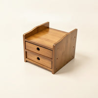 Eco-Friendly Bamboo Storage Box with Drawers Compact Bamboo Desktop Organizer Space-Saving Desk Organizer with Drawers Layered for Professionals, Students, Home Office