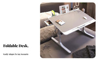 Foldable Design Adjustable Folding Table Tilting Top Adjustable Folding Stand Multi-Functional Bed Tray Anti-Slip Baffle for Students, Telecommuting Workers, Adults, Bedroom, Dorm Room, Floor, Home Away Ice
