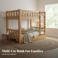 Solid Wood Bunk Bed Space-Saving Design Kids Bunk Bed with Ladder High Guardrail Bedroom Furniture for Students, Families, Dormitory, Dorm Room