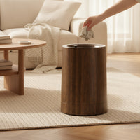Wood-Grain Trash Can with Lid | Rectangular, Trash Can with Wheels, for Living Room