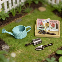 Miniature Garden Tools Realistic Miniature Gardening Watering Pot Set Model Toy Dollhouse Gardening Kit for 14+