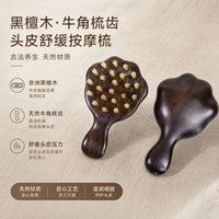 Purple Sandalwood Cat Paw Scalp Massage Comb with Bag