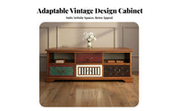 Classic Country aesthetic High-Low Chest of Drawers Distressed Finish Storage Cabinet Retro Design Sideboard Multi-Color for Homeowners, Interior Designers, Adults, Living Room, Bedroom, Entryway, Hallway