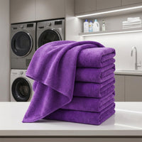 Thick Microfibre Cloth and Microfibre Towel for Car Drying, High Absorbency Violet Finish for Floor Cleaning, Lint and Streak Performance
