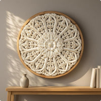 Carved Floral Wall Art Vintage-Style Carved Wood Wall Panel Farmhouse Home Decor