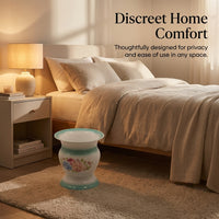 Enamel Spittoon High Foot, Vintage Floral Pattern Chamber Pot with Option, Portable Urinal Pan for Elderly Bedroom