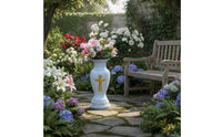 Cross Vase Resin Grave Vase Stone-Look Finish for Cemetery, Patio