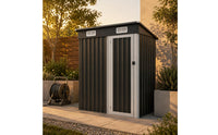 Metal Storage Shed Sloped Roof Outdoor Tool Shed Compact for Rooftop