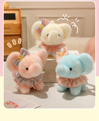 Cute Elephant Plush Toy with Keychain Attachment