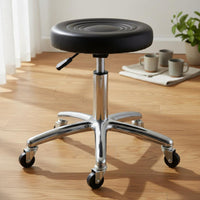 Chrome Base Round Adjustable Height Stool Swivel Bar Stool Drafting Chair for Kitchen, Workshop
