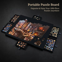 Mobile Puzzle Surface with Drawers for 1000 Piece Puzzles, Felt Mat for Adults and Home Use, Compact Storage Solution for Indoor Activities