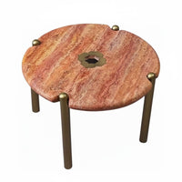 Round Coffee Table with Cut-carved Pedestal Italian Inspired Living Room Furniture Luxury Feel Minimalist Design for Lounge Area