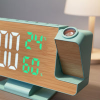 Bamboo Pattern Projection Clock Temperature and Humidity Display for Dorm Room