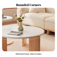 2 Pieces Nesting Table Set Round Shape Household Furniture Space-Saving