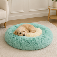 Dog Bed, Winter Use, Pet Bed, Washable, 80cm Round, Fluffy Cushion, for Small Dogs, Living Room Use