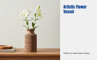Vintage Ceramic Vase, Carved Wave, Chinese Design, Flower Container