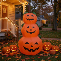 Inflatable Jack-O'-Lantern Stack Large Halloween Inflatable with LED Lights Stacked Pumpkins Outdoor for Yard, Lawn