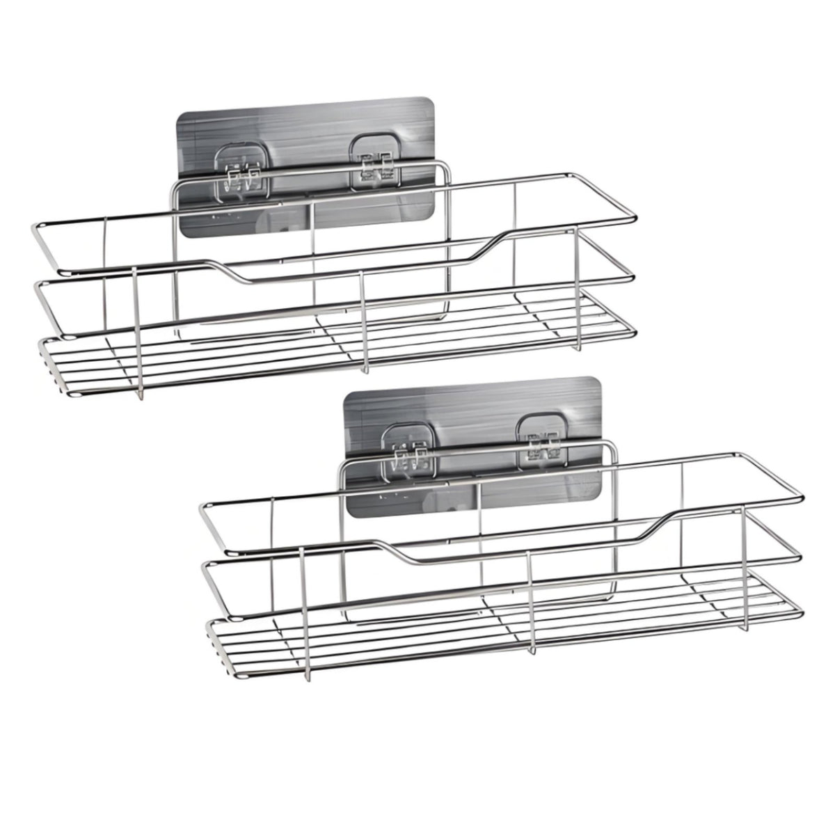 Adhesive Shower Basket Multi-Purpose Wall Shelf Rustproof for Renters, RV Owners