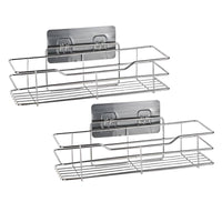 Adhesive Shower Basket Multi-Purpose Wall Shelf Rustproof for Renters, RV Owners