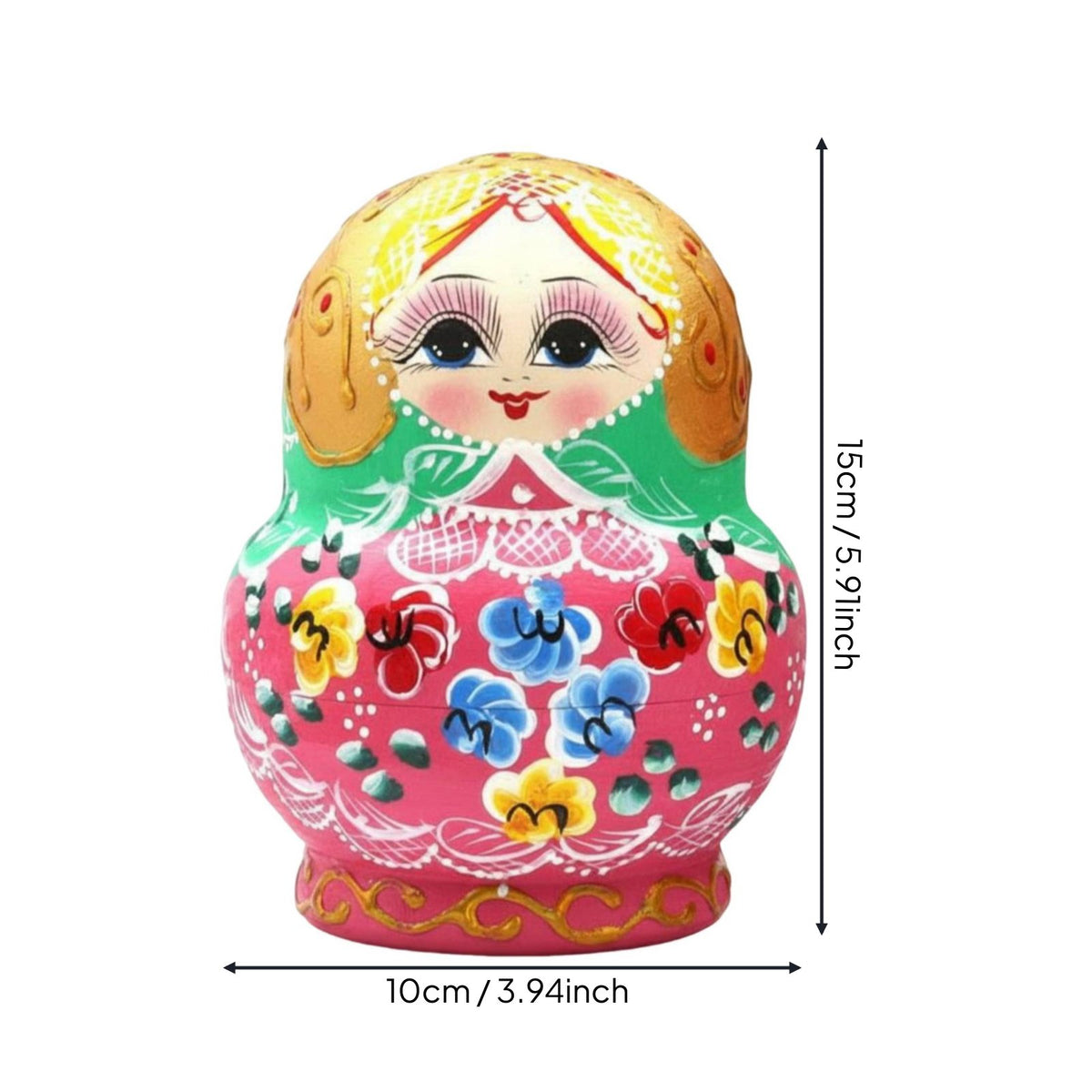 10 Pieces 10 Layer Wooden Doll Birthday Gift Russian Nesting Doll Set Floral Pattern Children's Toy for Home