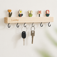 Solid Oak Key Rack, Handmade for Hallway & Entryway, Mini Key Holder with 3 Hooks for Wall Mounting