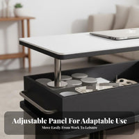 C-Shaped Rolling Table Height-Adjustable Rolling C-Shaped Table Mobile Design Space-Saving for Homeowners, Students, Home Office