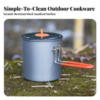 Lightweight Solo Camping Cook Pot Compact Storage Backpacking Pot Easy to Clean for Backpackers, Campers, Hiking, Mountaineering, Picnic