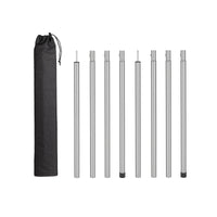 25mm Outdoor Canopy Pole Set - 2 Poles, 2.4m/2.1m, 4-Section Iron Poles for Camping Tent Support