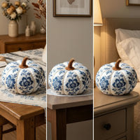 Floral Textile Pumpkin Shabby Chic Stuffed Pumpkin Soft Decorative Pumpkins Artisan-Made for Mantel