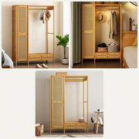 Wardrobe with Drawers Boho Garment Rack with Cabinet Versatile Freestanding Closet System for Entryway