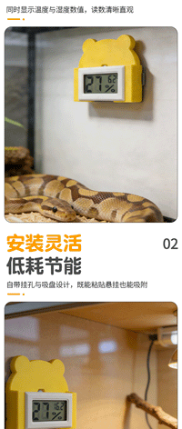 爬宠饲养箱温湿度计蜥蜴蛇可吸鹦鹉保温箱鱼缸电子表跨境代发XJ