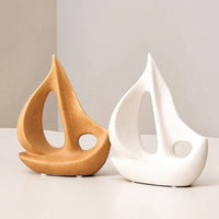Elegant Ceramic Sailboat Matte Sailboat Ornament Modern Boat Sculpture Minimalist for Homeowners, Minimalists, Bookshelf, Living Room, Entryway, Housewarming