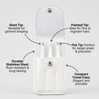 Stainless Steel Tweezers for Eyebrow Shaping, 4 Piece Professional Grooming Kit for Women and Plucking Tools for Ingrown Splinter Removal with Leather