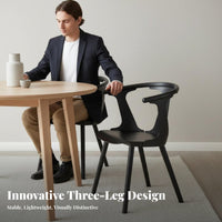 Curved Backrest Dining Chair All-Wood Wood Construction Armchair Nordic Design Wabi-Sabi Aesthetic for Homeowners, Study Room